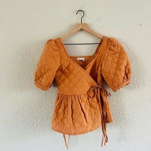ASOS Quilted Wrap Top in Orange